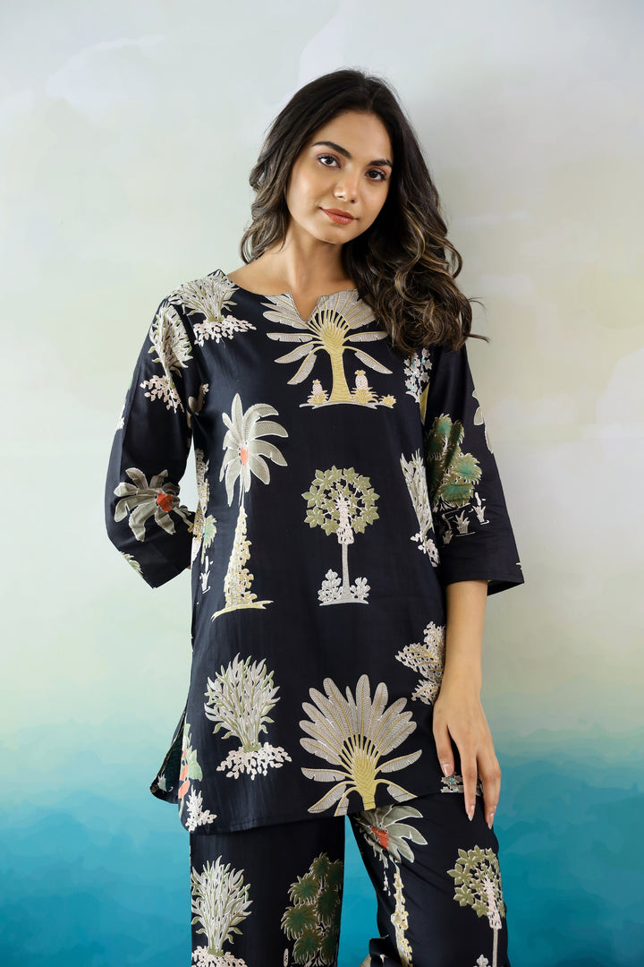Black Palm Coord set | Co-Ord Set | Shop stylish women's clothing online at Label Flavia |