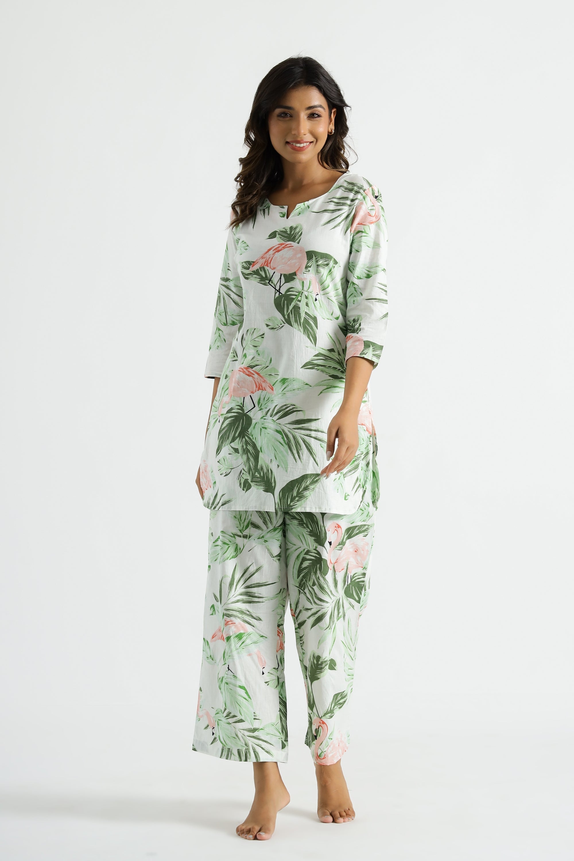 Green Flamingo Organic Printed Pure Cotton Loungewear Set