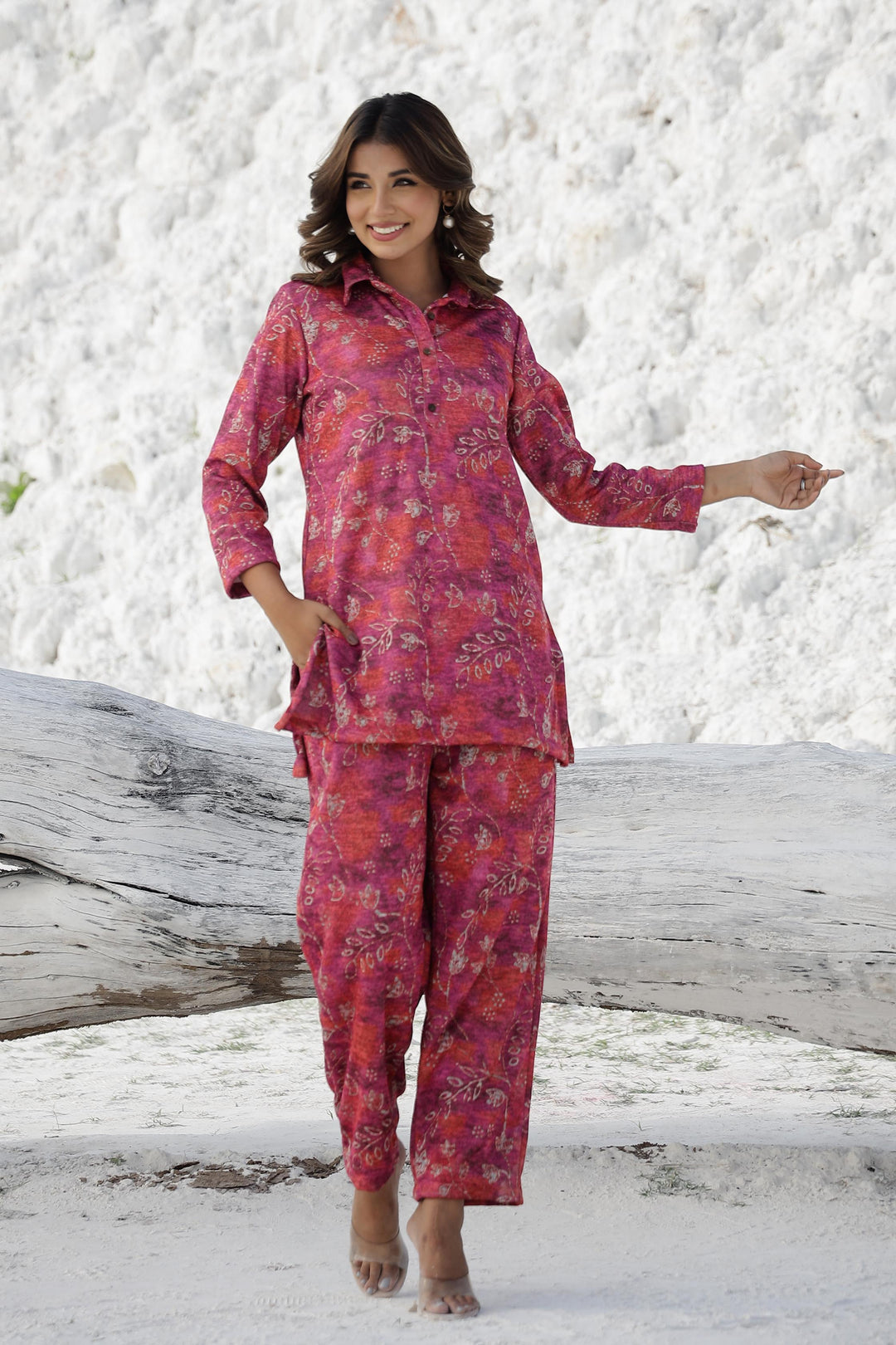 Vibrant Pashmina Woolen Co-ord Set for Indian Women – Cozy & Stylish | Co-Ord Set | Shop stylish women's clothing online at Label Flavia |