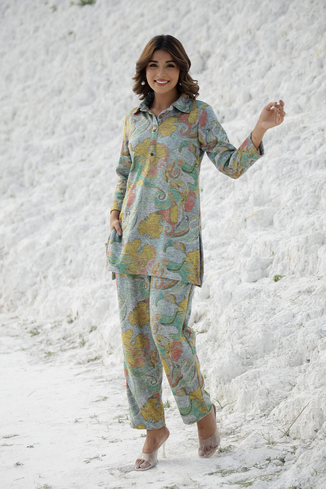 Elegant Pashmina Woolen Co-ord Set for Indian Women – Cozy Winter Wear | Co-Ord Set | Shop stylish women's clothing online at Label Flavia |