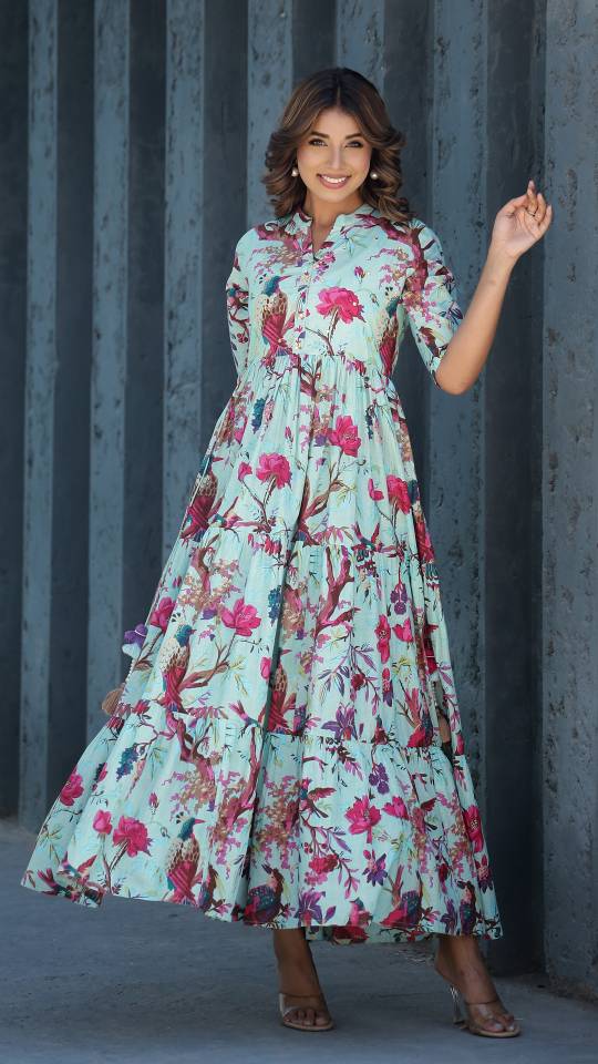 Floral Print Maxi Dress with Botanical Patterns Elegant