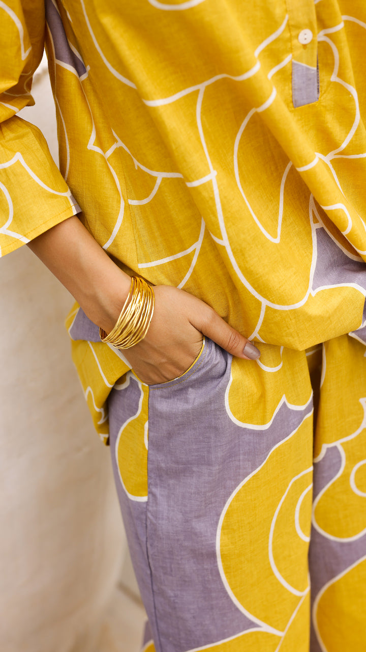 Yellow & Lilac Abstract Co-ord Set