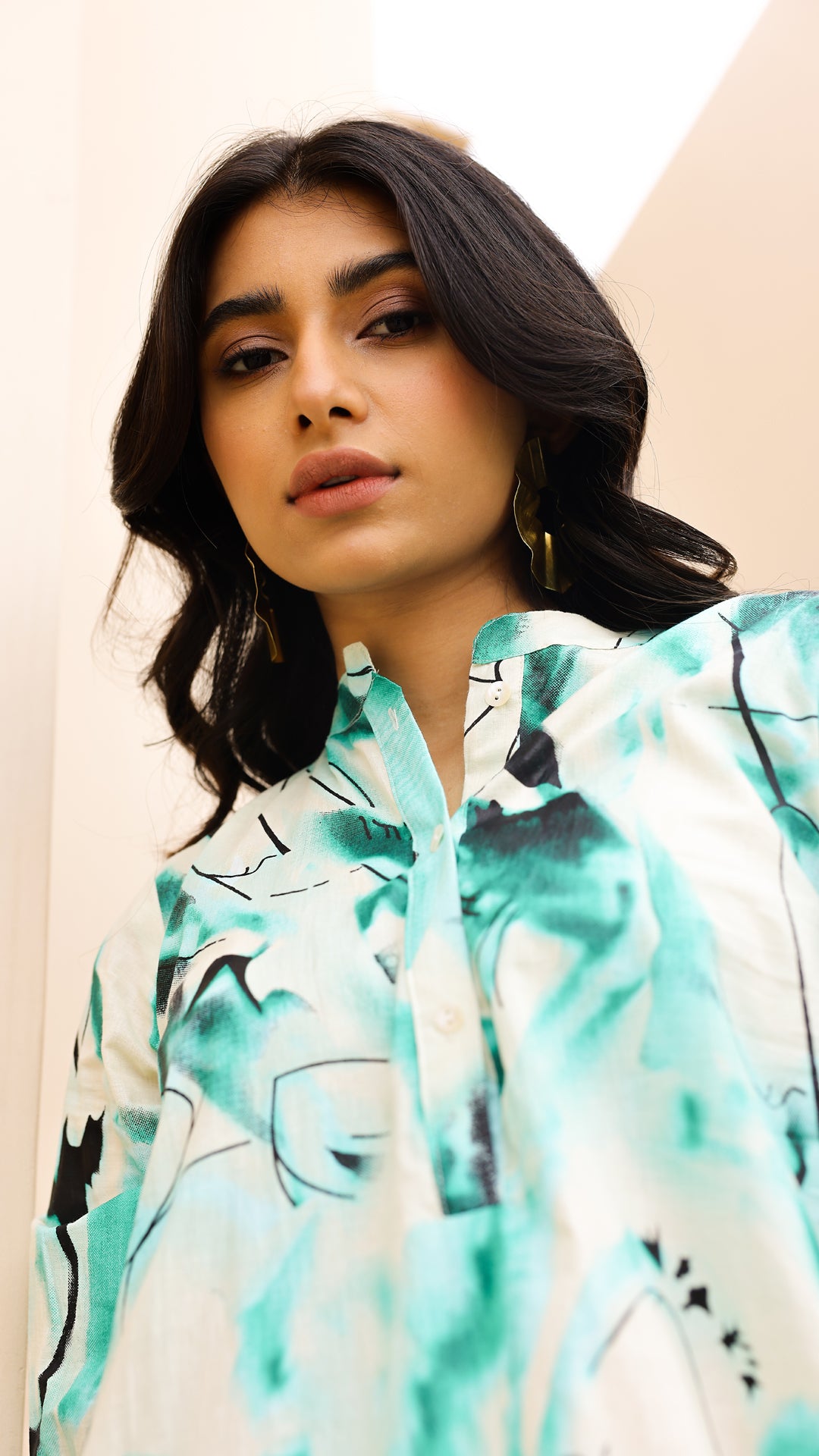 Aqua Abstract Co-ord Set for Women