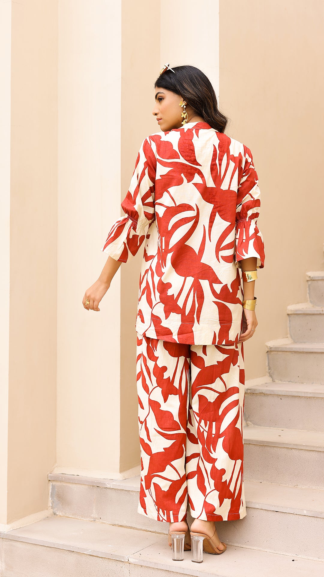 Red & Cream Bold Print Co-ord Set