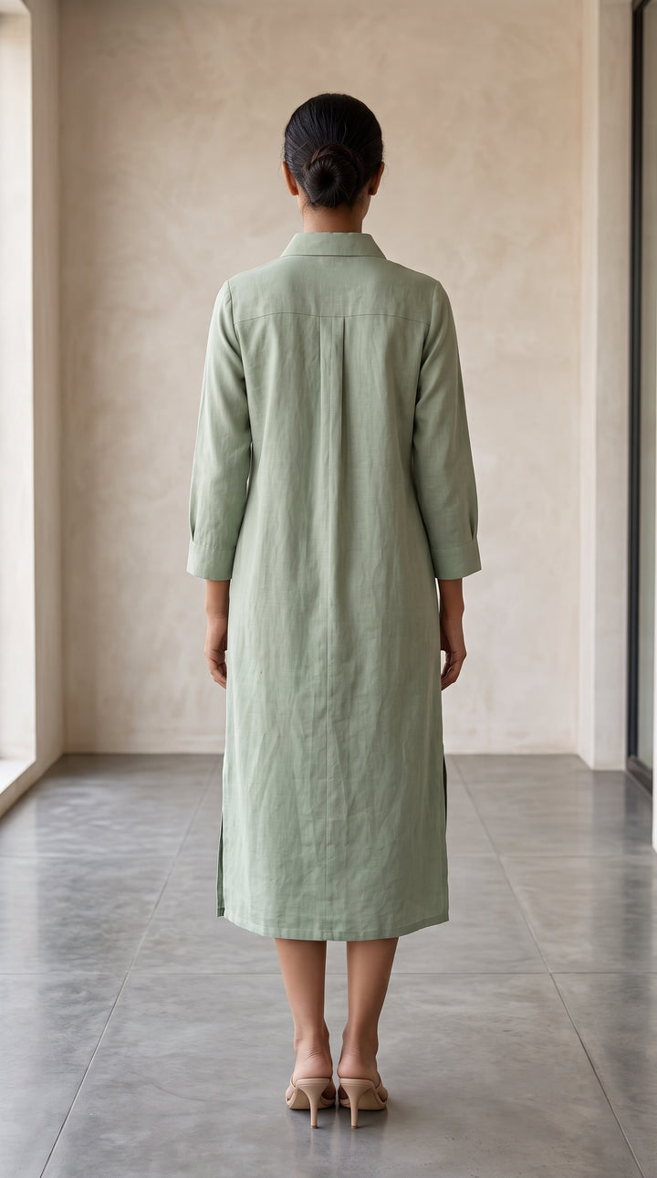 Sage Serenity Utility Shirt Dress