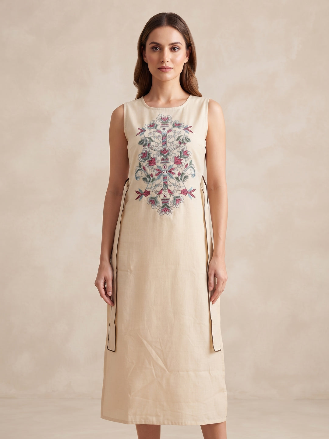 Ivory Garden Embroidered A-Line Dress