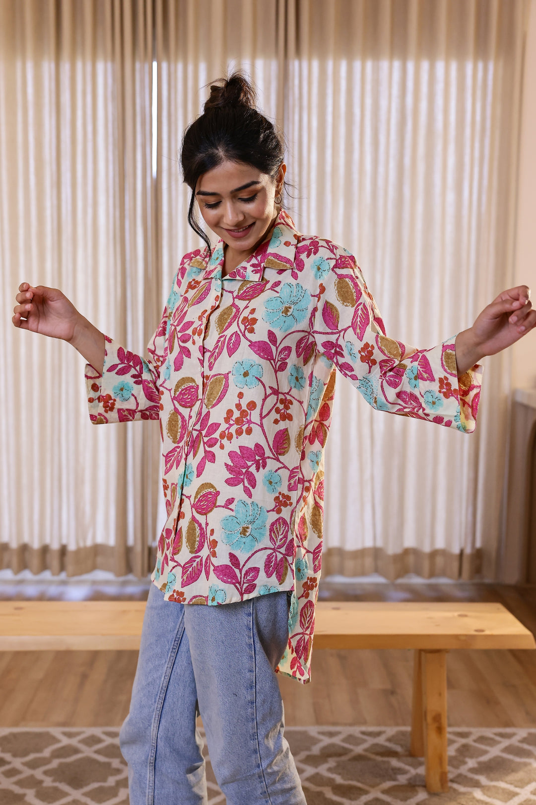 Women's Colorful Floral Shirt - Fun & Fresh