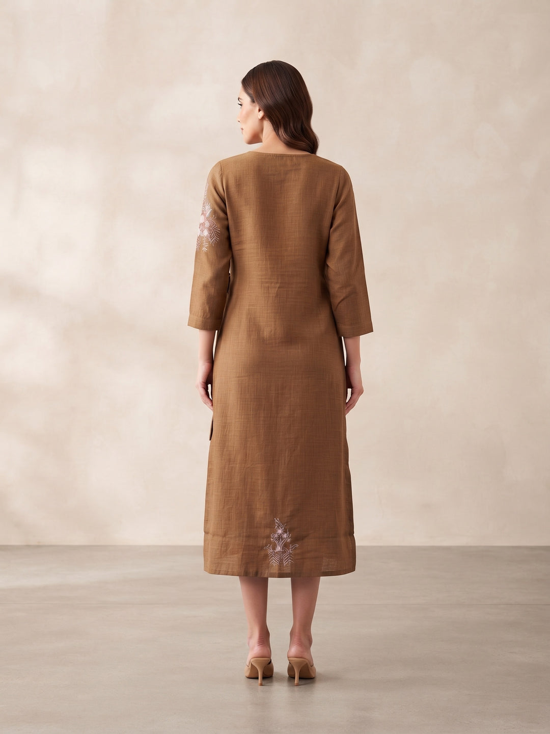 Cocoa Bloom Embroidered Shirt Dress