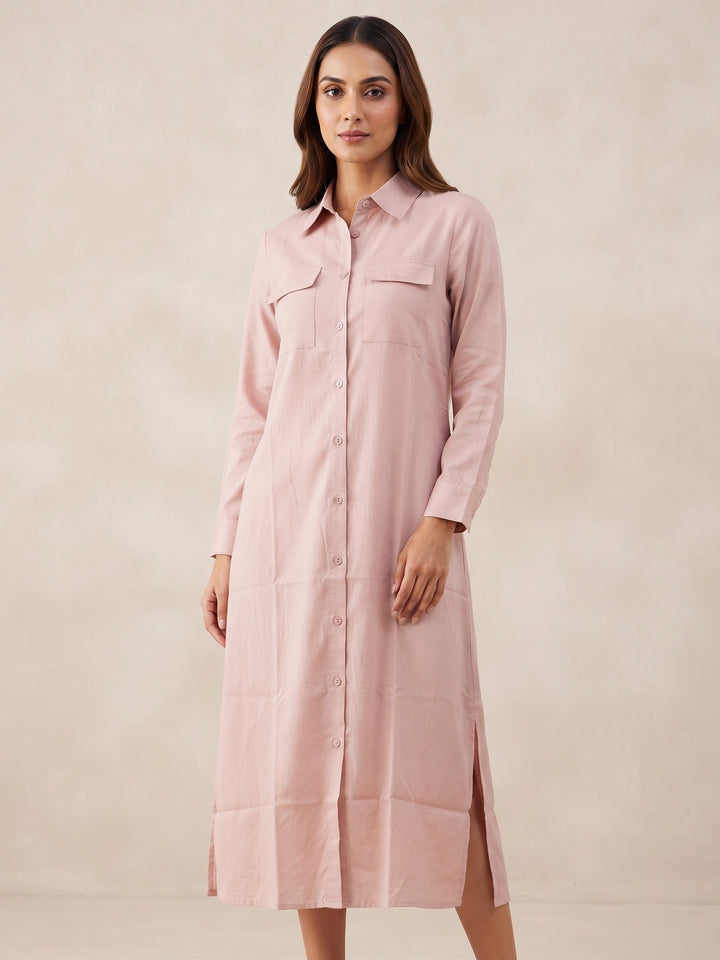 Blush Utility Shirt Dress