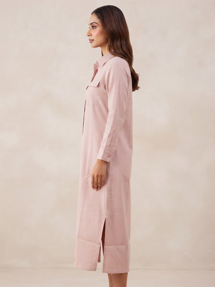 Blush Utility Shirt Dress