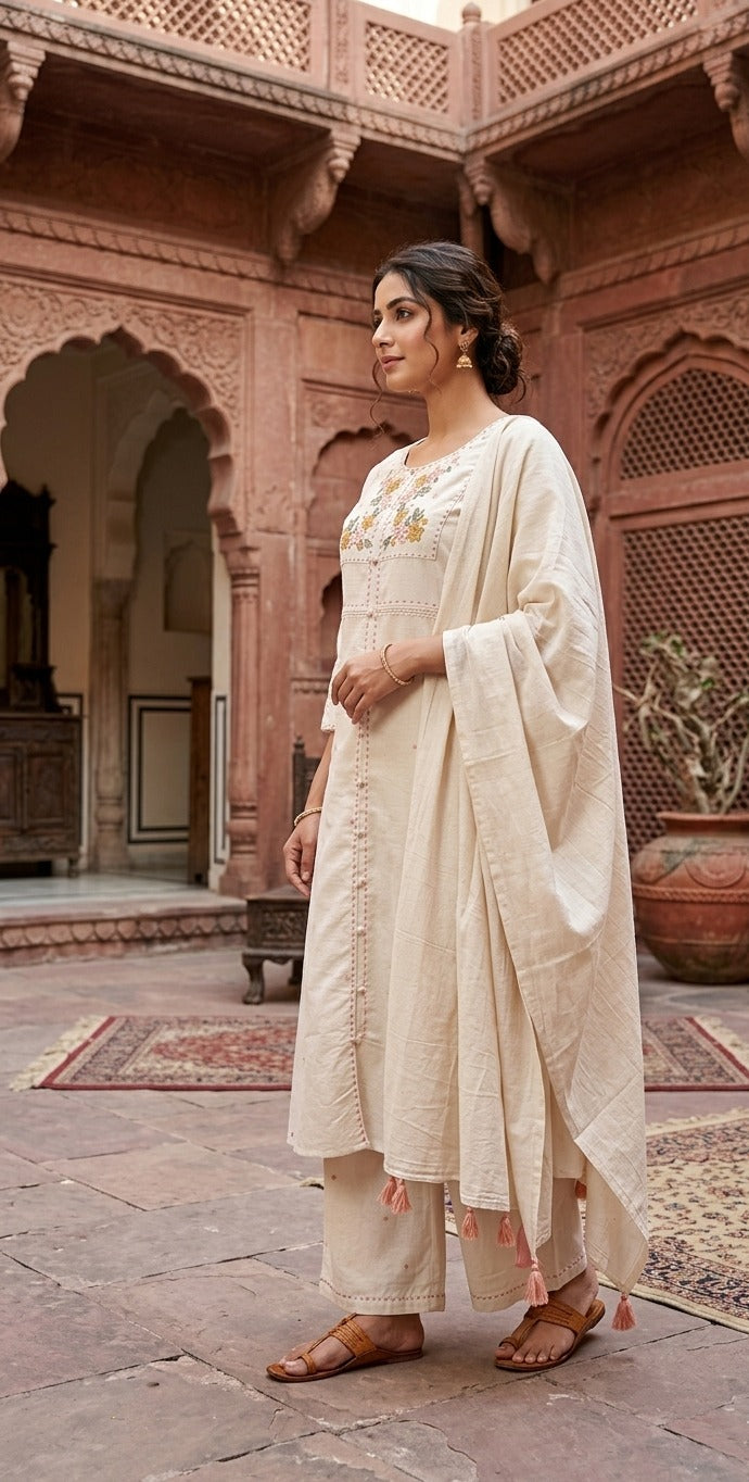 Meherbloom Artisan Cotton Kurta Set