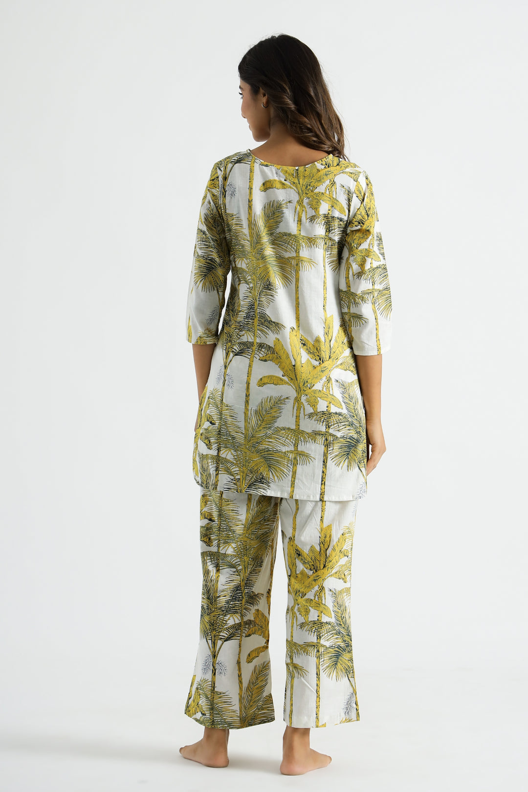 Yellow Palm Organic Printed Pure Cotton Loungewear Set