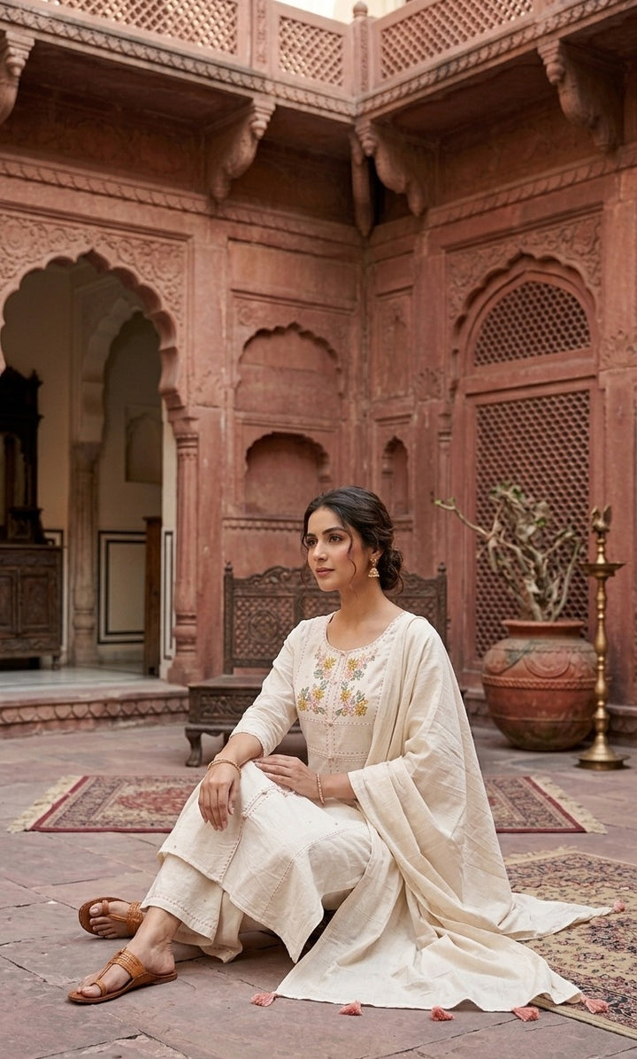 Meherbloom Artisan Cotton Kurta Set