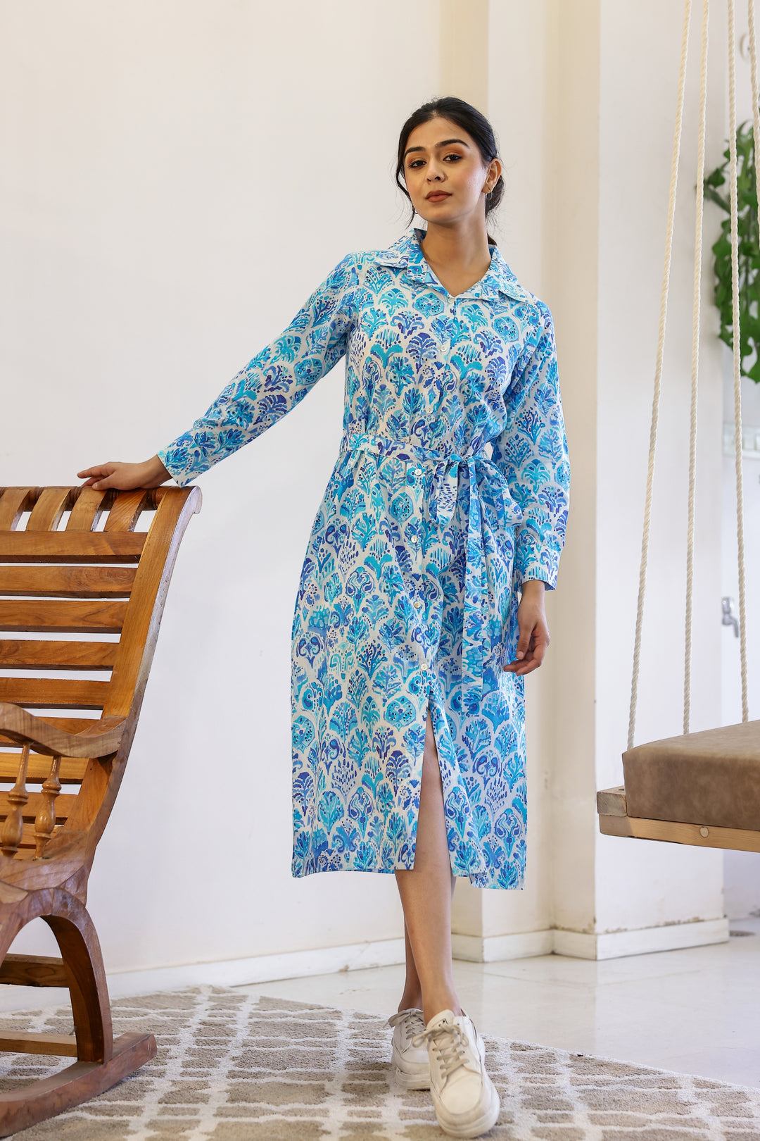 Chic Cotton Printed Robe Dress – Perfect for Any Occasion