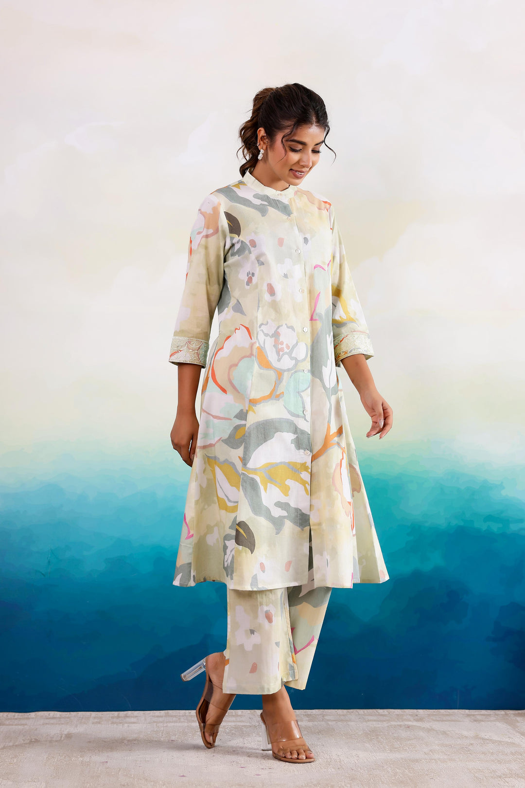 Soft Sage Floral Co-ord Set with Pants