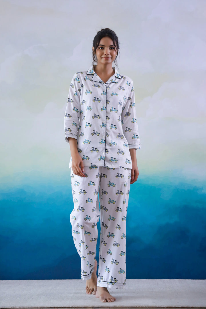Scooter Printed Cotton Night Suit