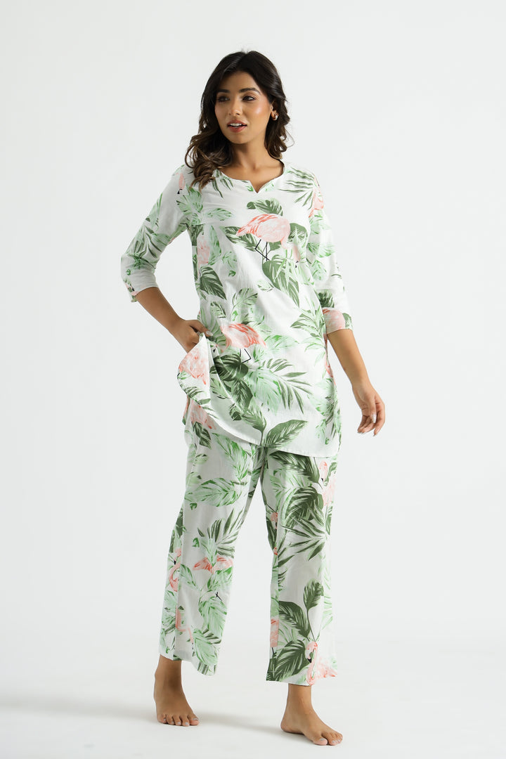Green Flamingo Organic Printed Pure Cotton Loungewear Set
