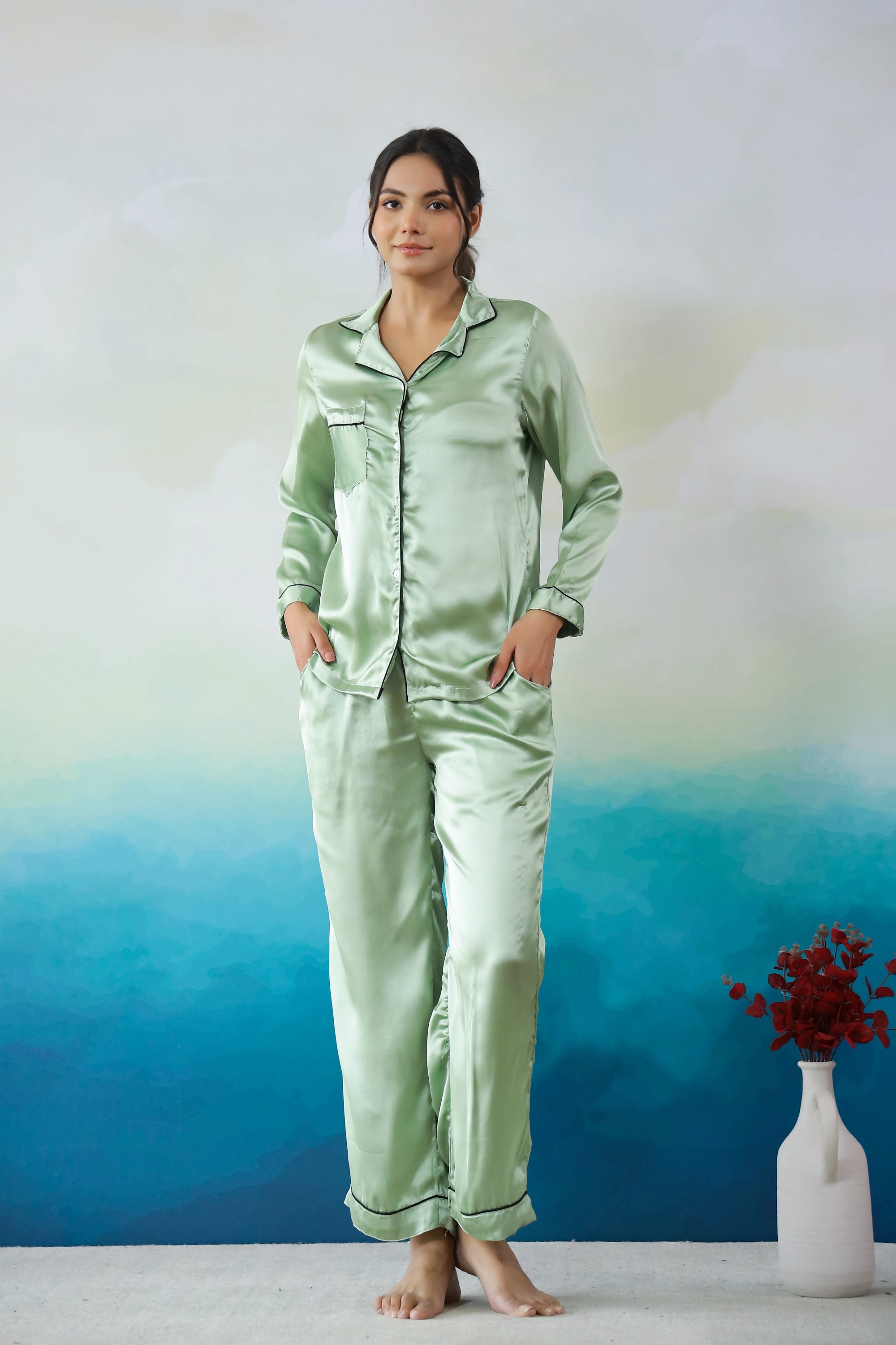 front button night suit