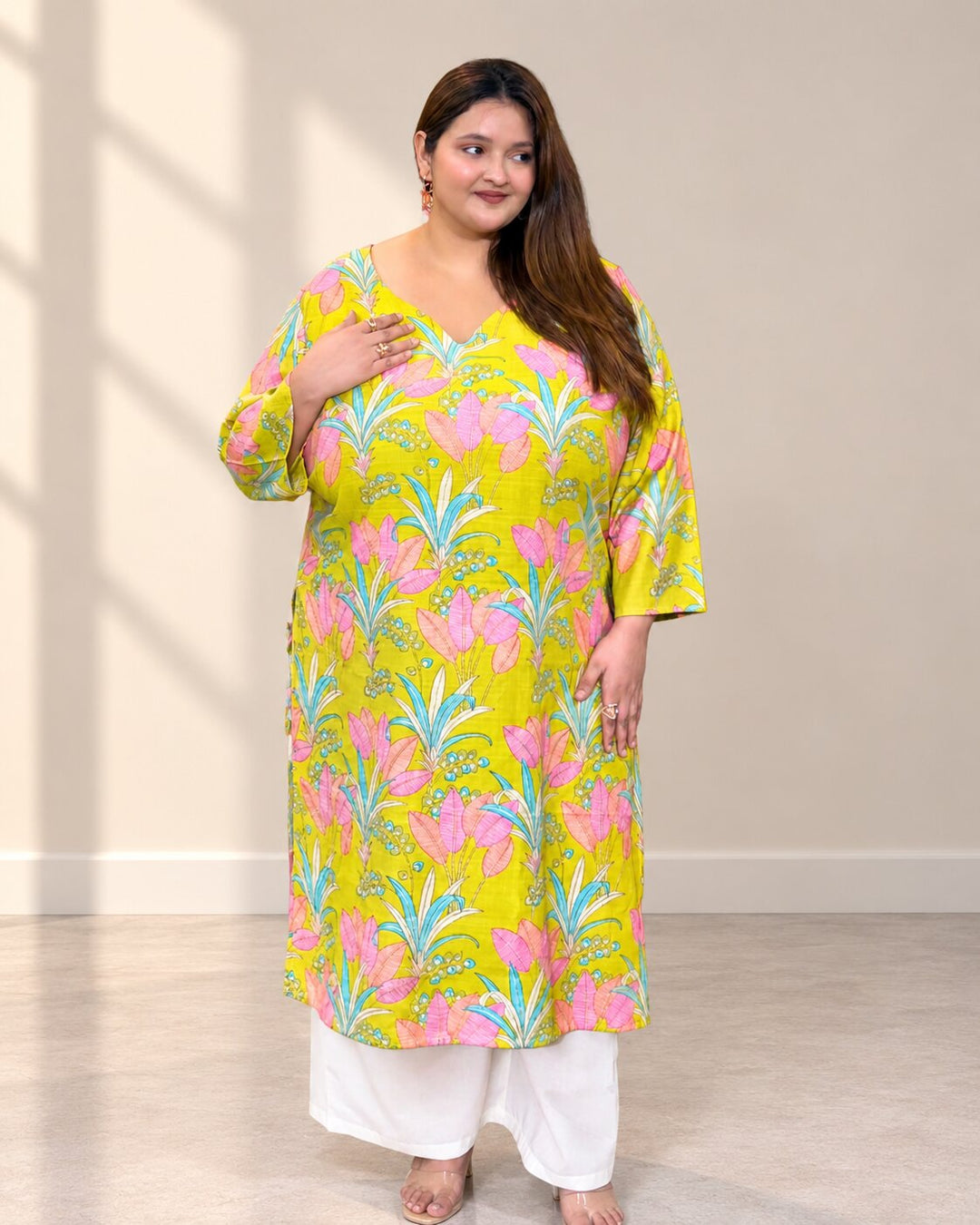 Basanti Floral Kurti