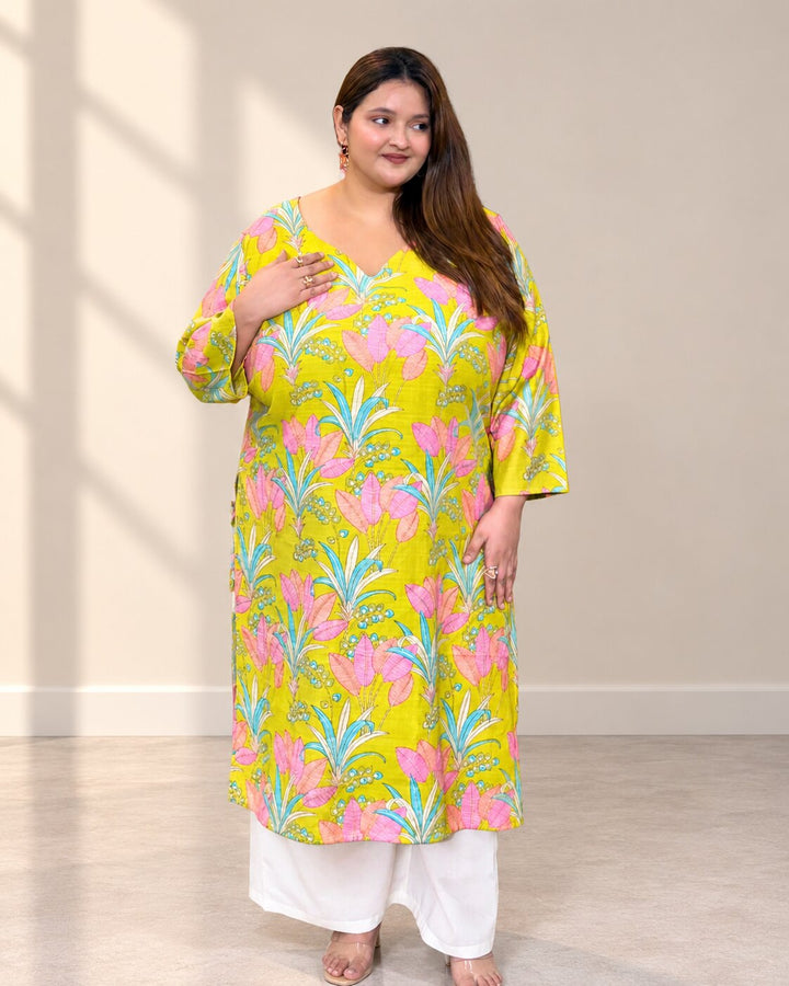 Basanti Floral Kurti