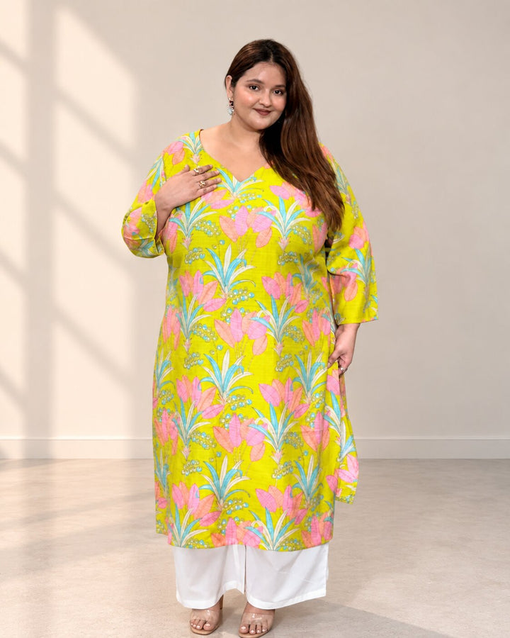 Basanti Floral Kurti