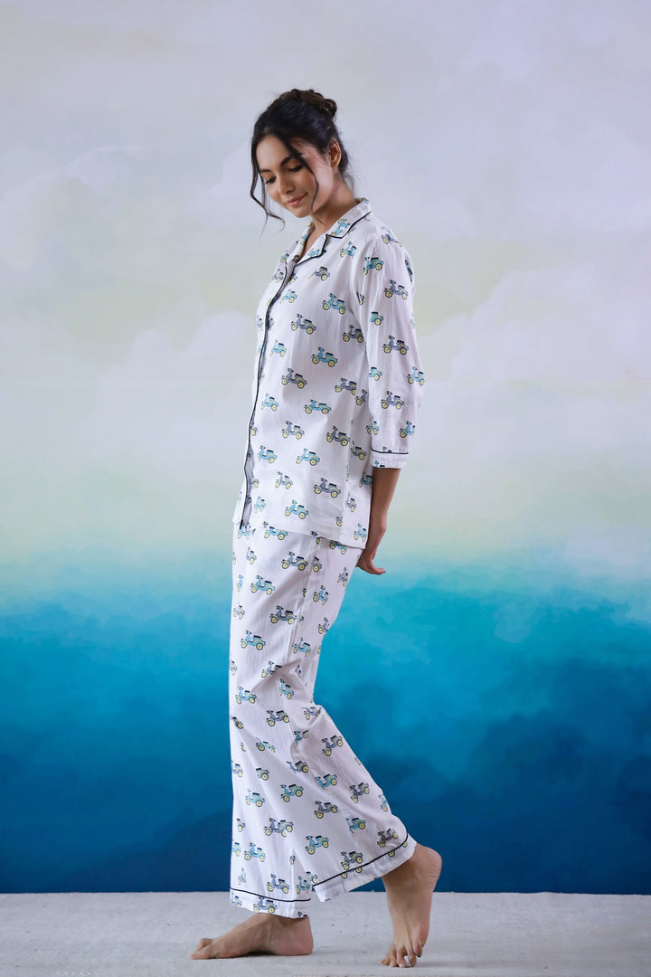 Scooter Printed Cotton Night Suit