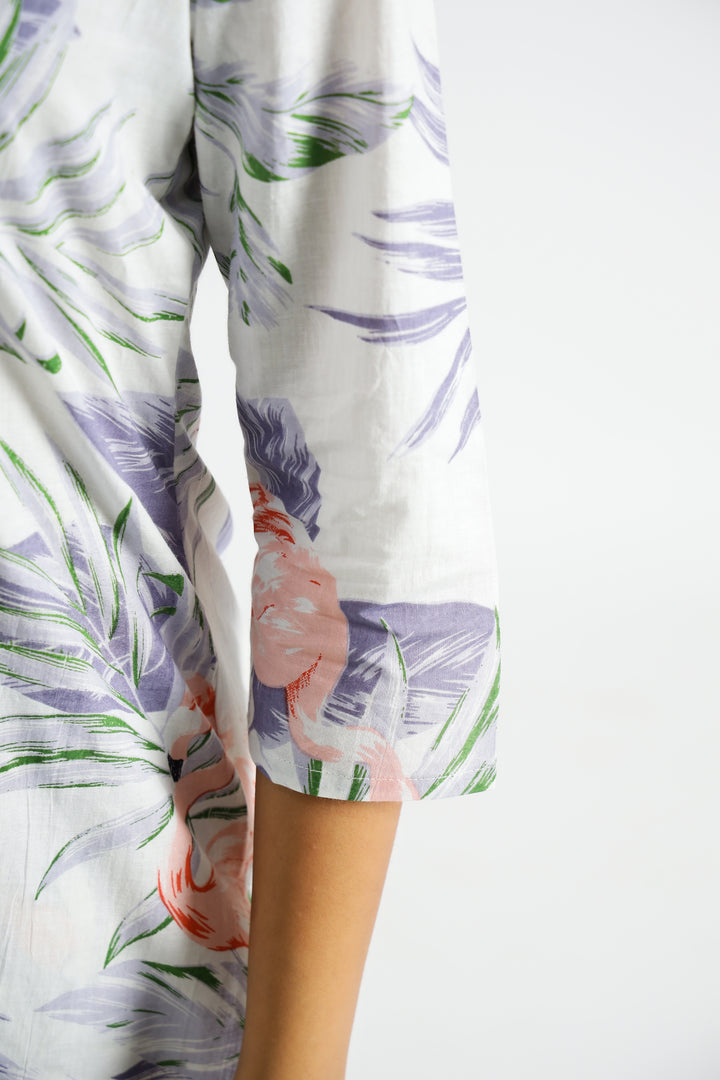Lavender Flamingo Organic Printed Pure Cotton Loungewear Set