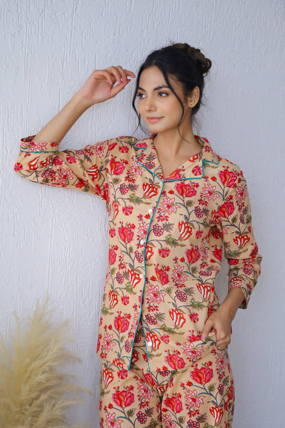 Elegant Floral Cotton Night Suit Soft Stylish Sleepwear