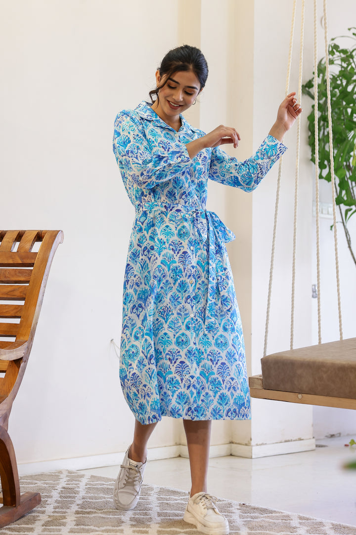 Chic Cotton Printed Robe Dress – Perfect for Any Occasion