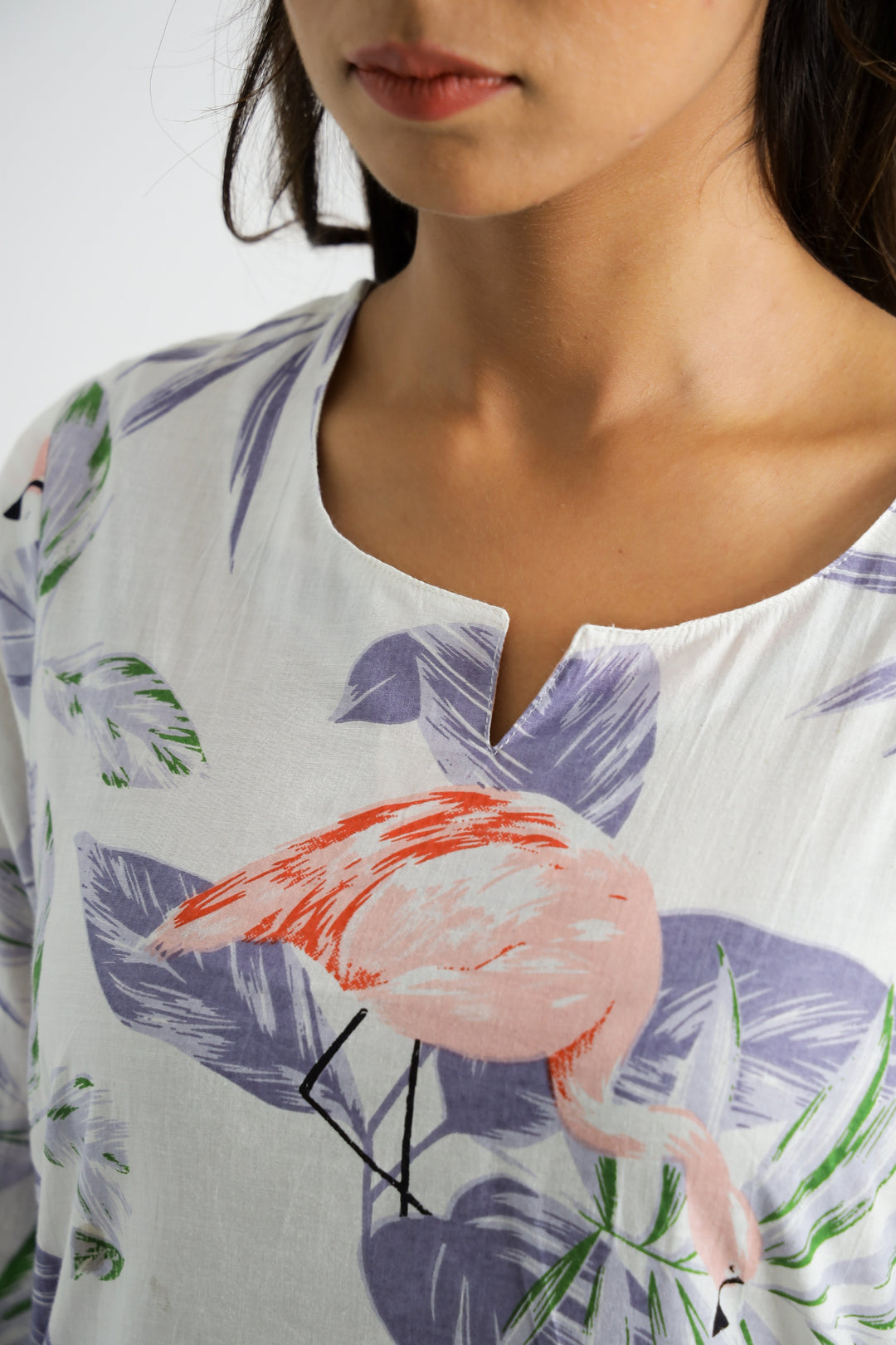 Lavender Flamingo Organic Printed Pure Cotton Loungewear Set
