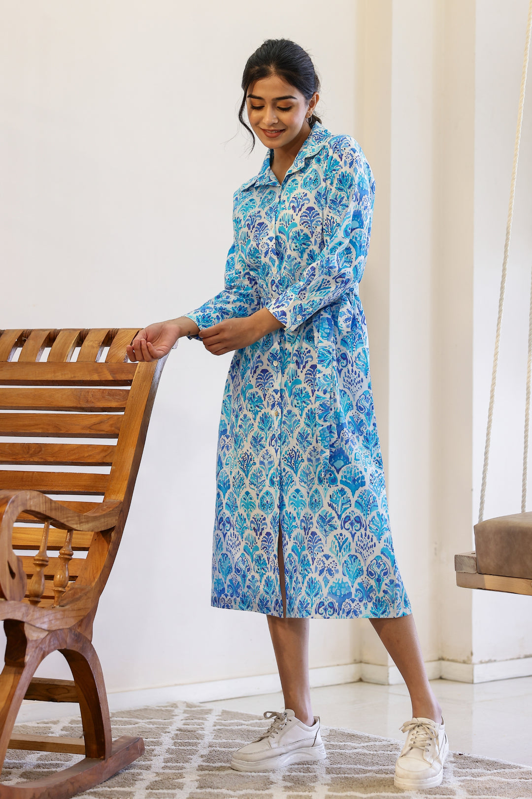 Chic Cotton Printed Robe Dress – Perfect for Any Occasion