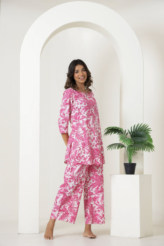 Cute Floral Print 3pcs Set Loungewear