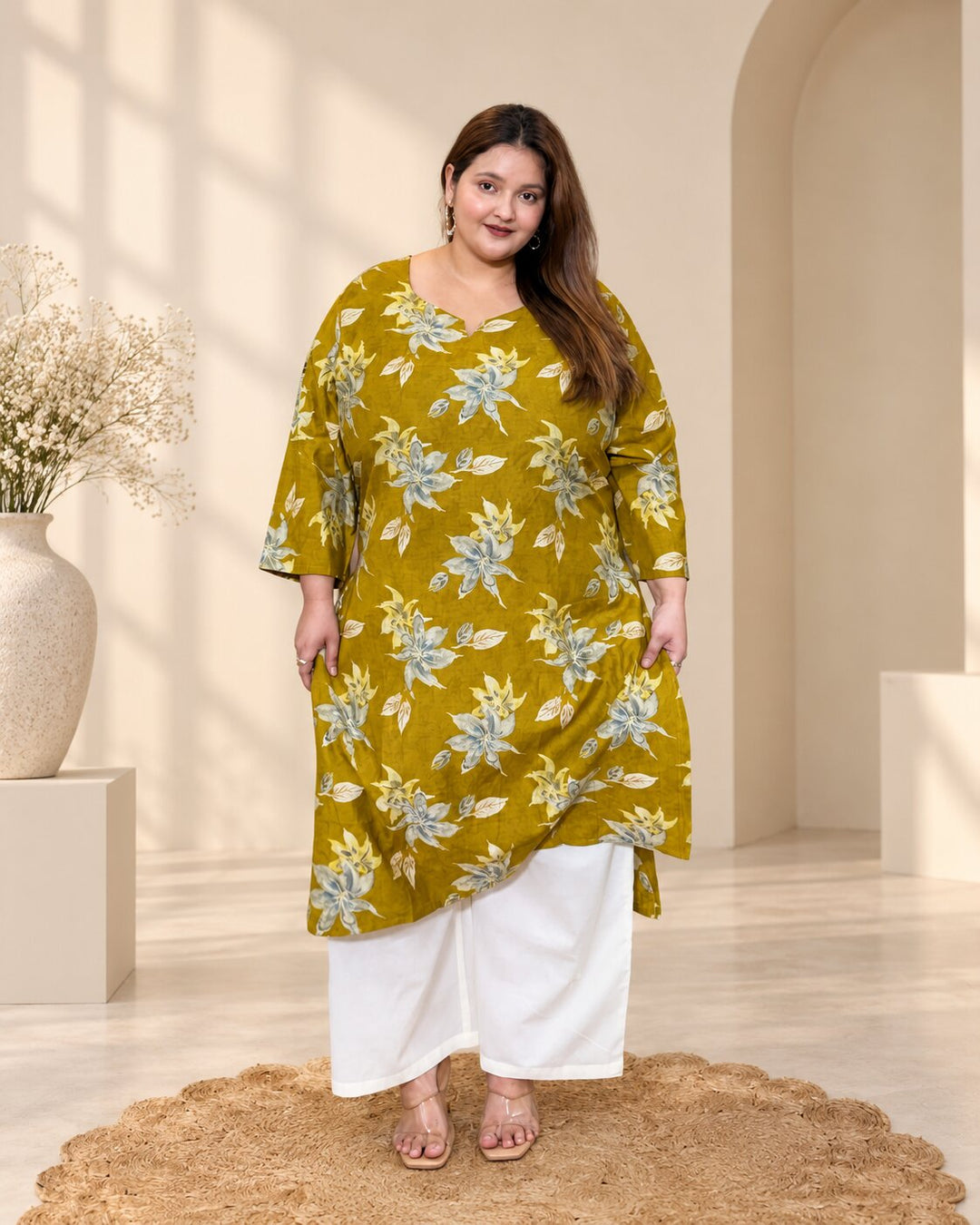 Haldi Floral Kurti