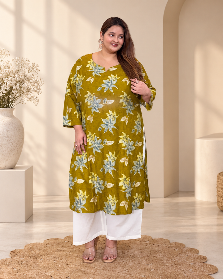 Haldi Floral Kurti
