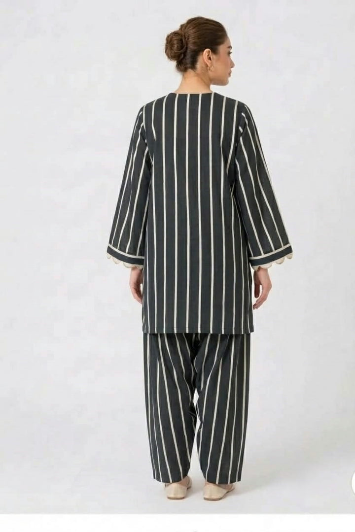 Charcoal Stripe Farshi Salwar Set