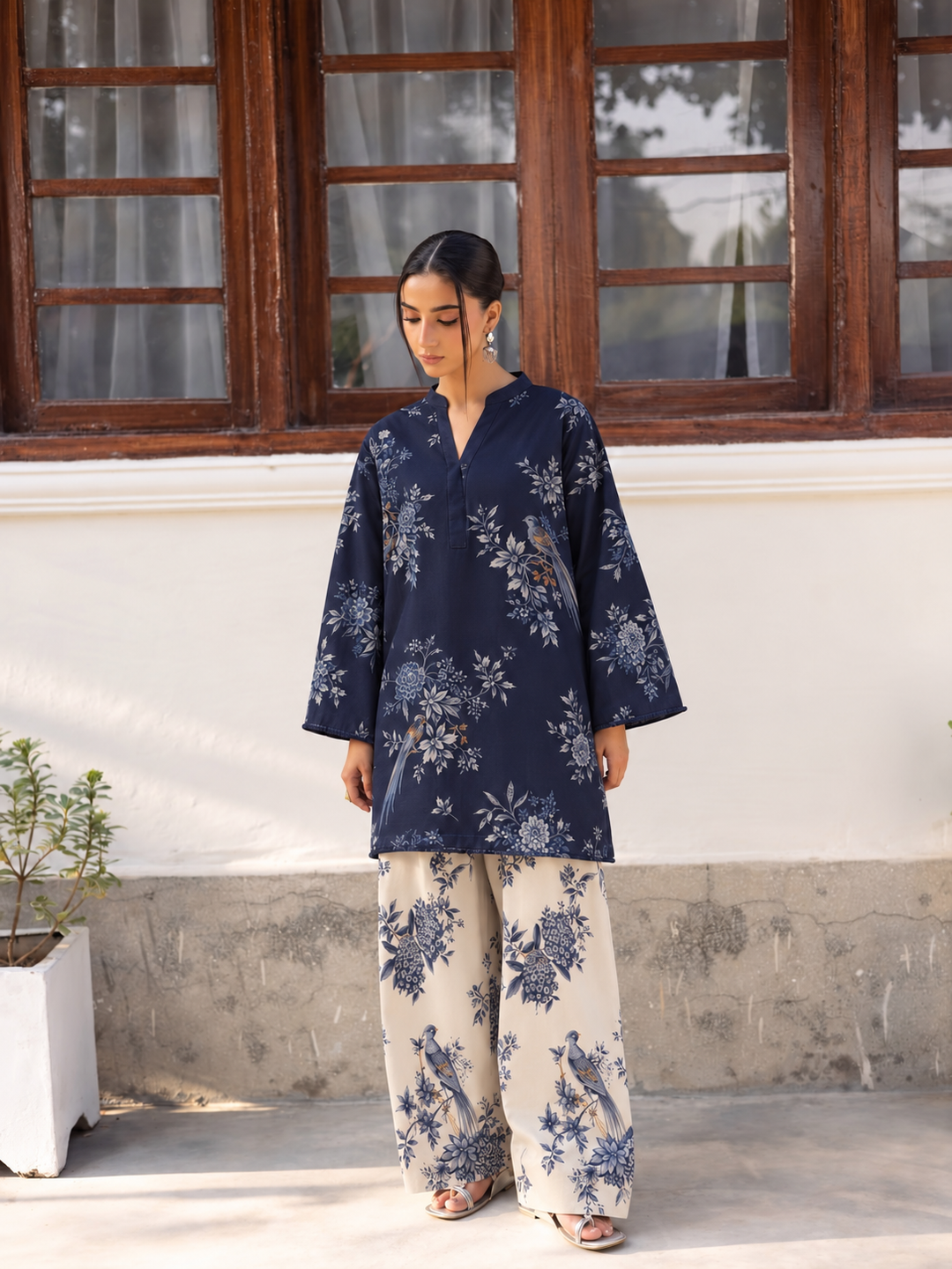 Midnight Botanical Farsi Salwar front view