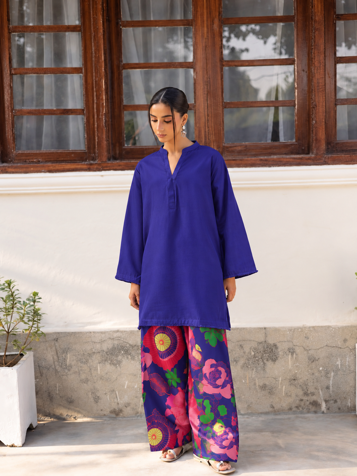 Cobalt Floral Farsi Salwar front view