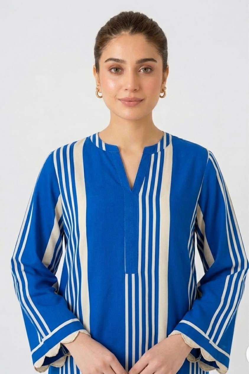 Royal Blue Stripe Farshi Salwar Set