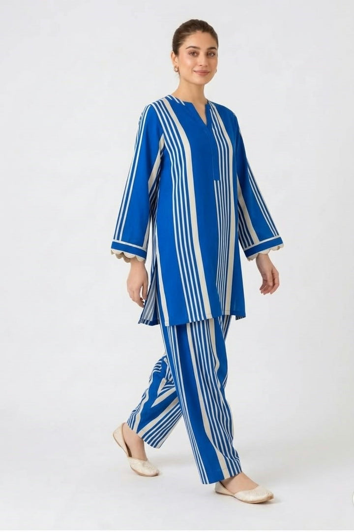 Royal Blue Stripe Farshi Salwar Set