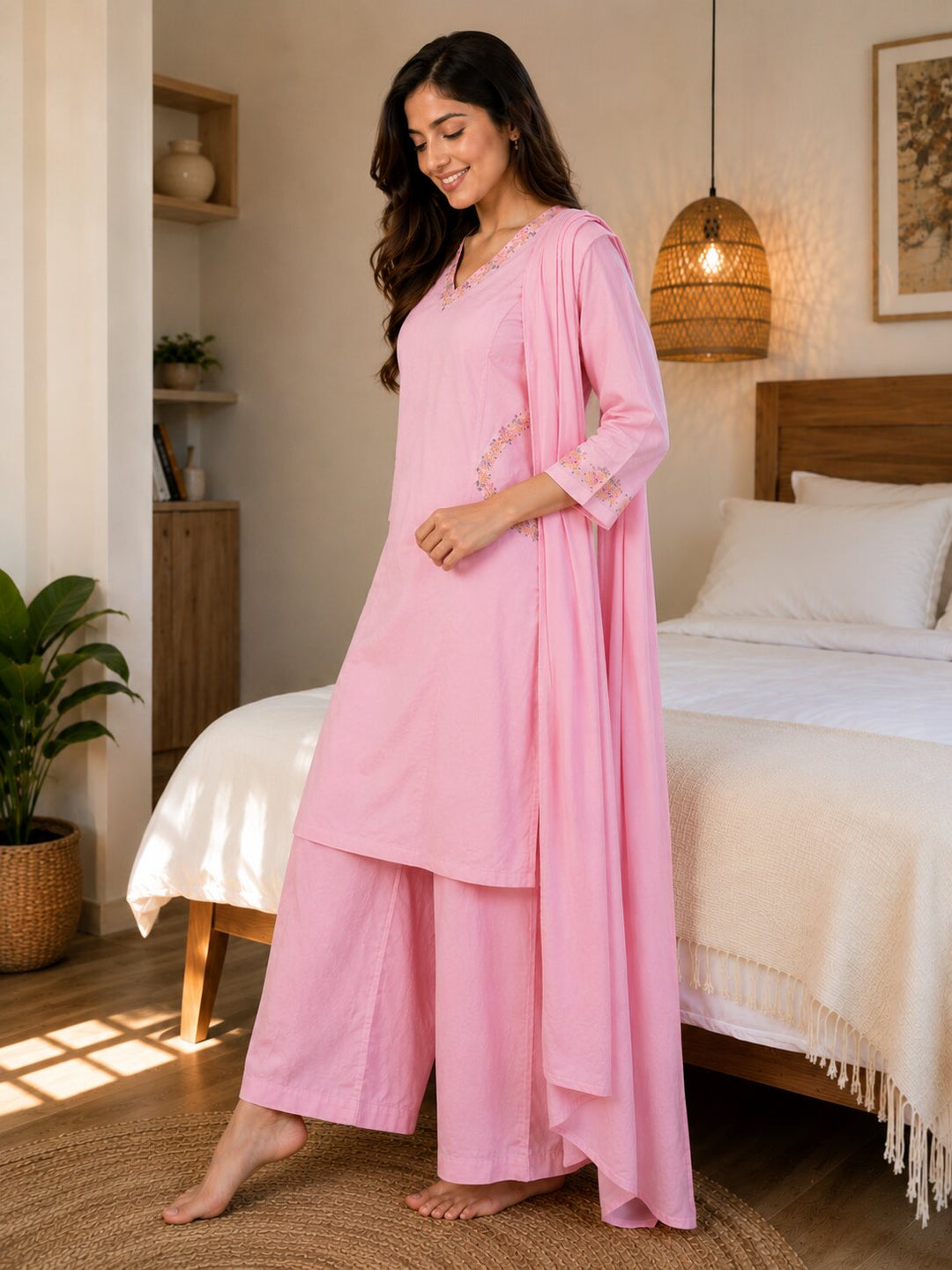 Gulabi Noor Cotton Kurta Set
