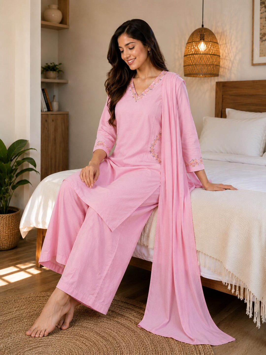 Gulabi Noor Cotton Kurta Set