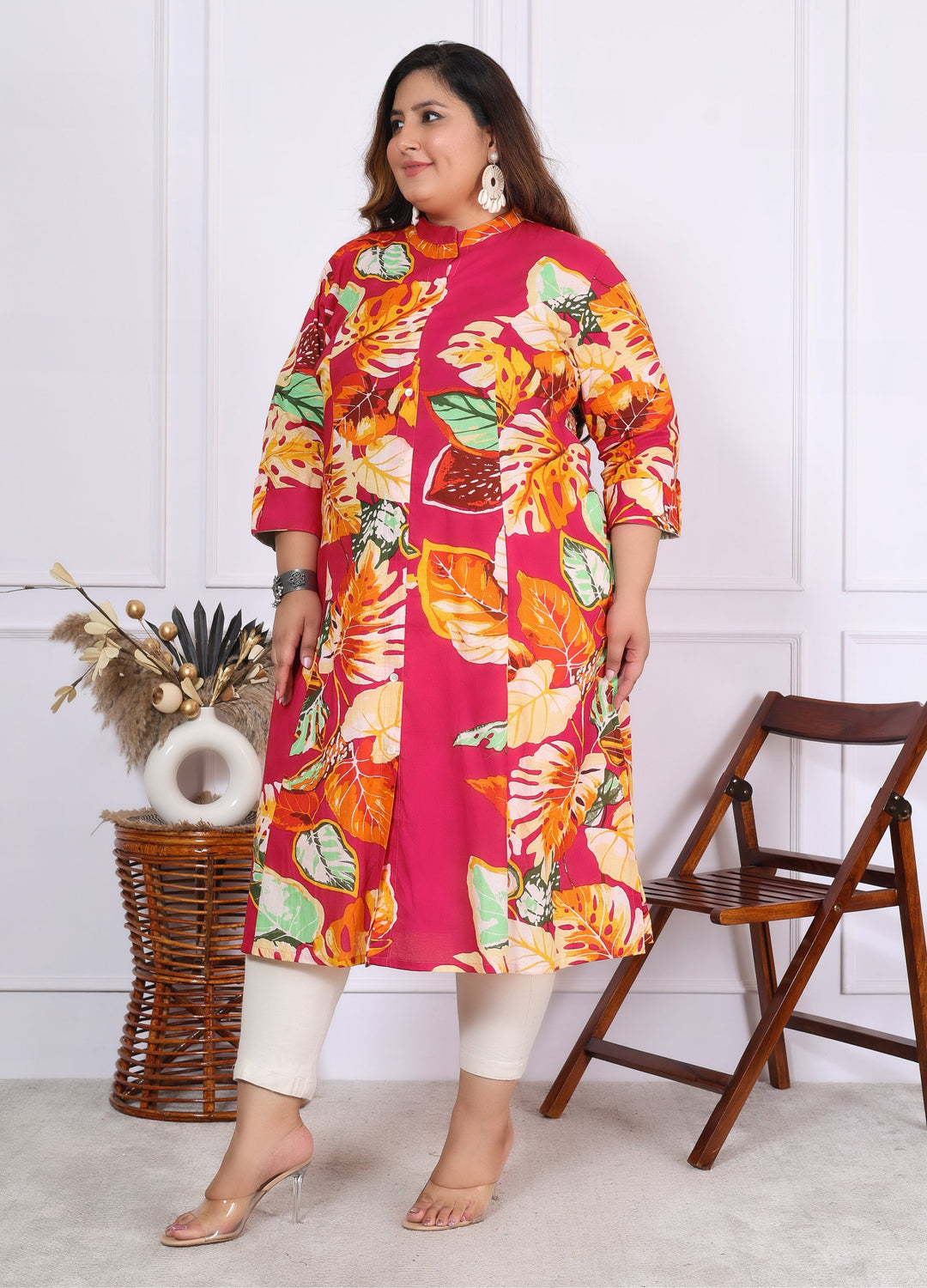 Women Printed Cotton A-line Kurta (B02-Multicolor)