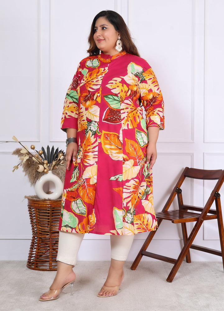 Women Printed Cotton A-line Kurta (B02-Multicolor)