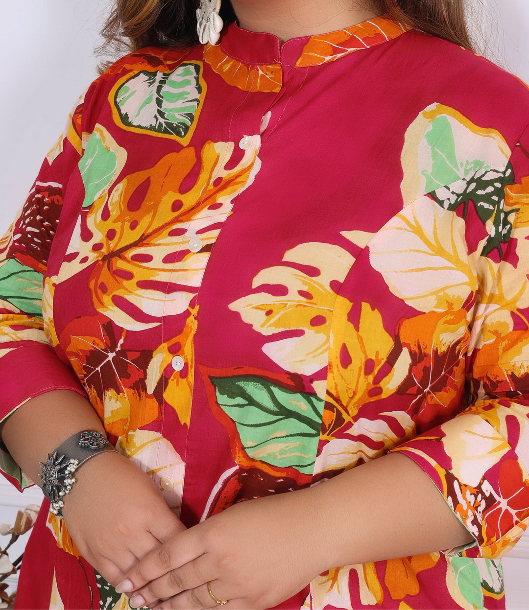 Women Printed Cotton A-line Kurta (B02-Multicolor)