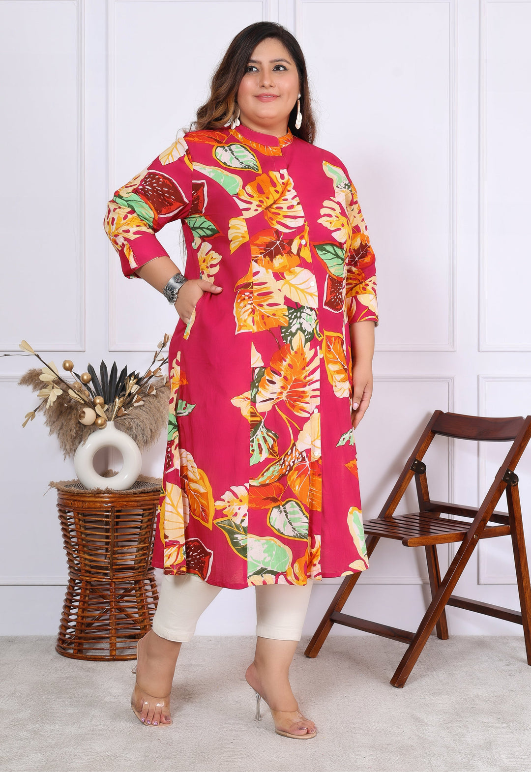 Women Printed Cotton A-line Kurta (B02-Multicolor)