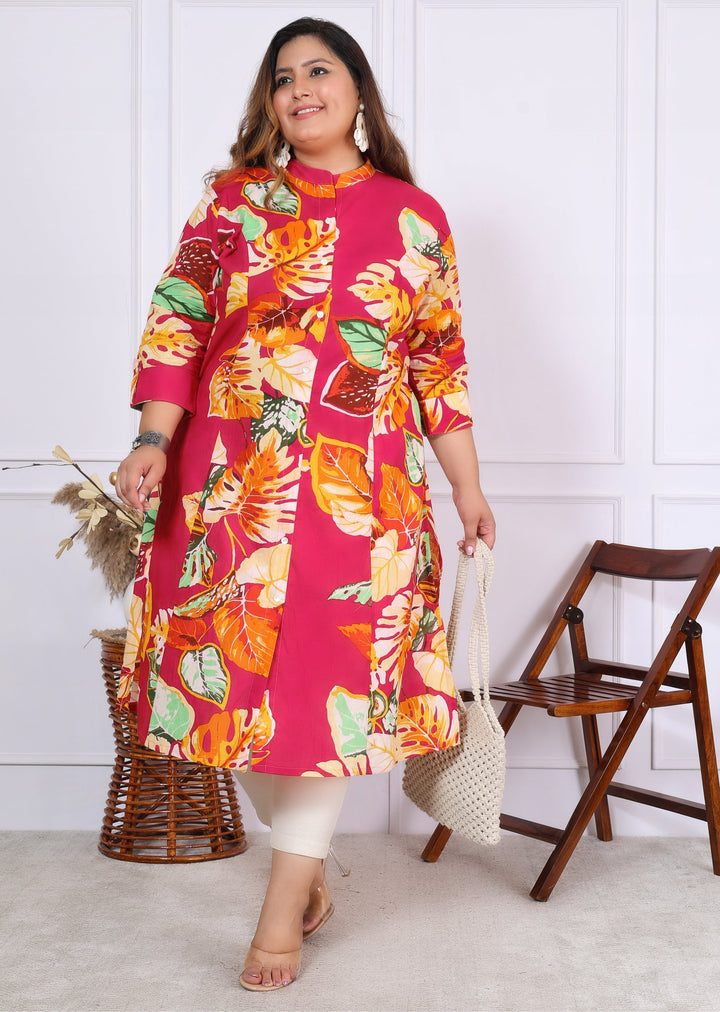 Women Printed Cotton A-line Kurta (B02-Multicolor)