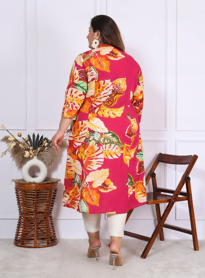 Women Printed Cotton A-line Kurta (B02-Multicolor)