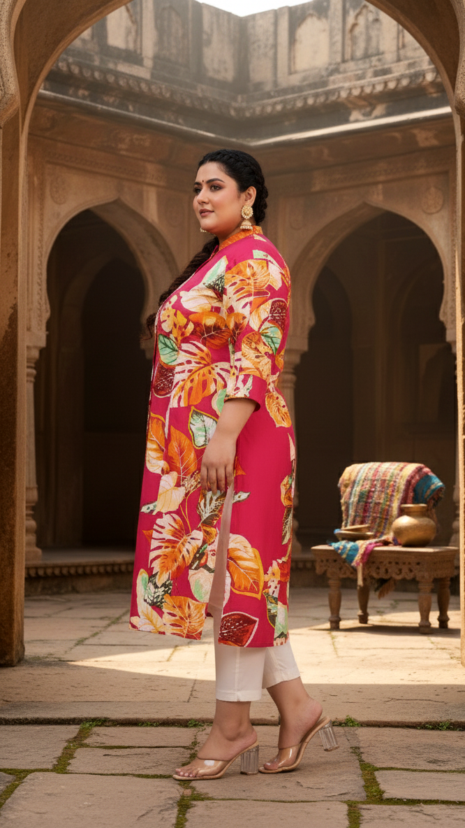 Women Printed Cotton A-line Kurta (B02-Multicolor)