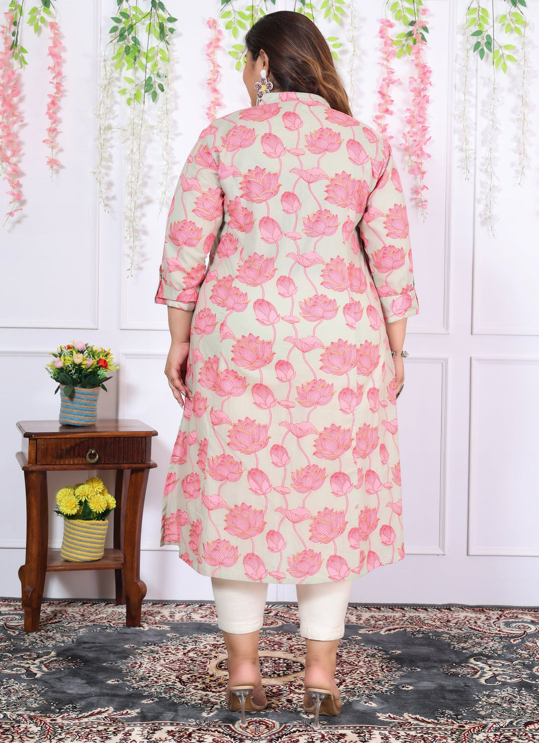 Women Printed Cotton A-line Kurta (B05-Multicolor)