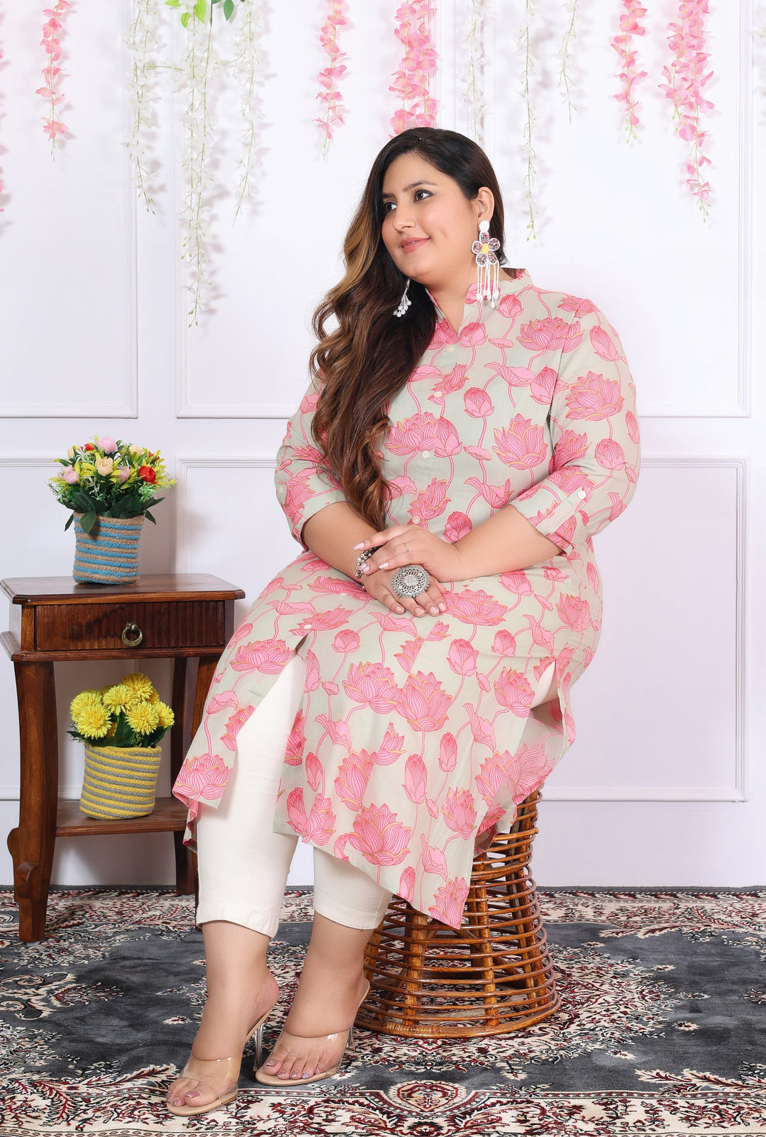 Women Printed Cotton A-line Kurta (B05-Multicolor)